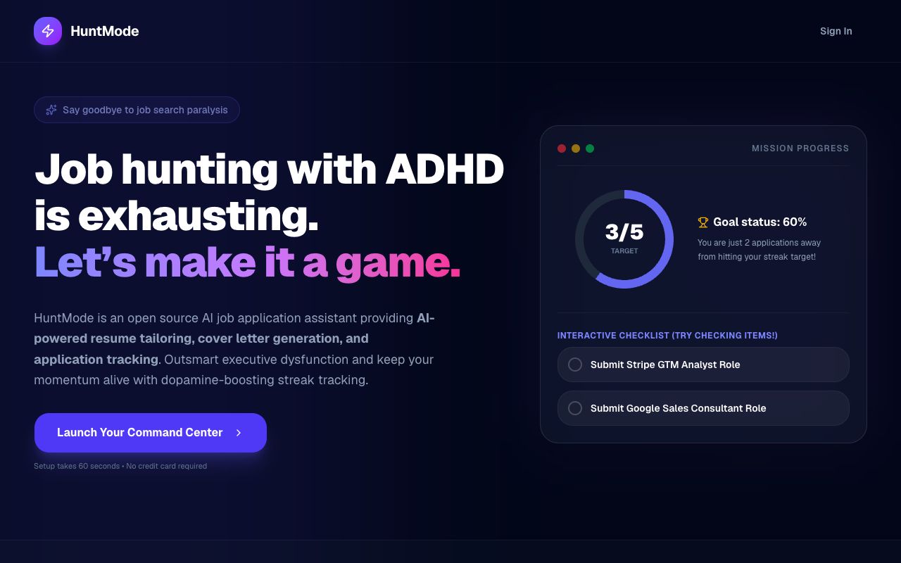 HuntMode UI